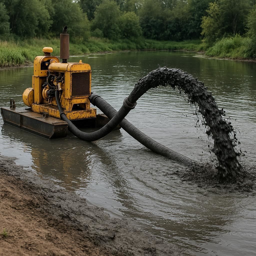 Очистка прудов и водоемов от ила в Гатчине